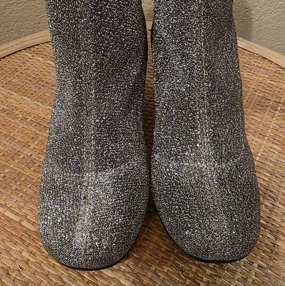 Topshop Stretch Socks Glittering Silver Ankle Boots - Picture 7 of 11